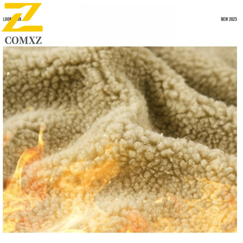 COMXZ Men Corduroy Padding Coat Lapel Outdoor Travel Warm Parkas Single Breasted Business Comfort Lightweight Winter Jackets