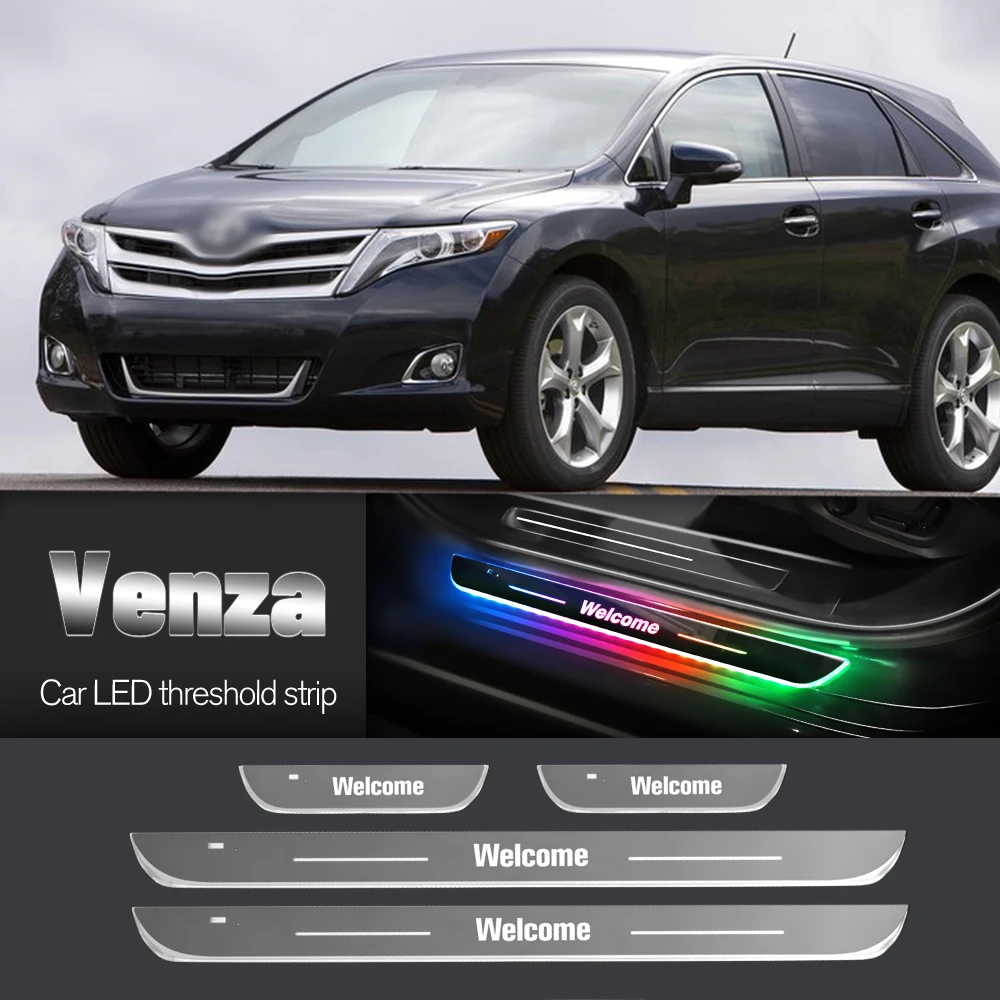 Luz do peitoril da porta do carro para toyota venza 2008-2023 2009 2010 2011 2016 logotipo personalizado led limiar de boas-vindas pedal lâmpada acessórios