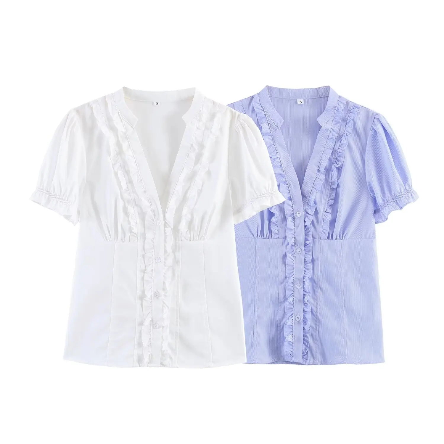 

Withered Summer New Gentle French Layered Decorative Poplin Shirt With Waist Cinched Commuting Top Blouses Women's Clothes Shirt