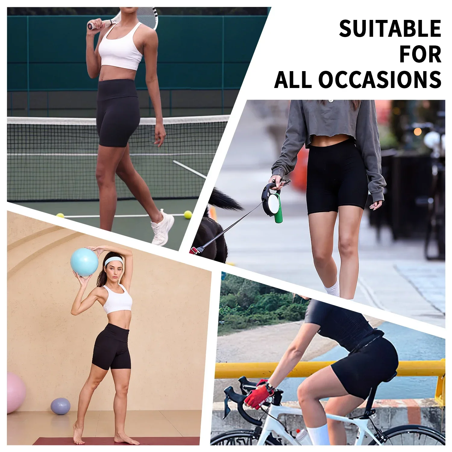 Women's High Waisted Biker Shorts Super Soft Tummy Control No See Through Workout Yoga Running Athletic Push Up Gym Fitness