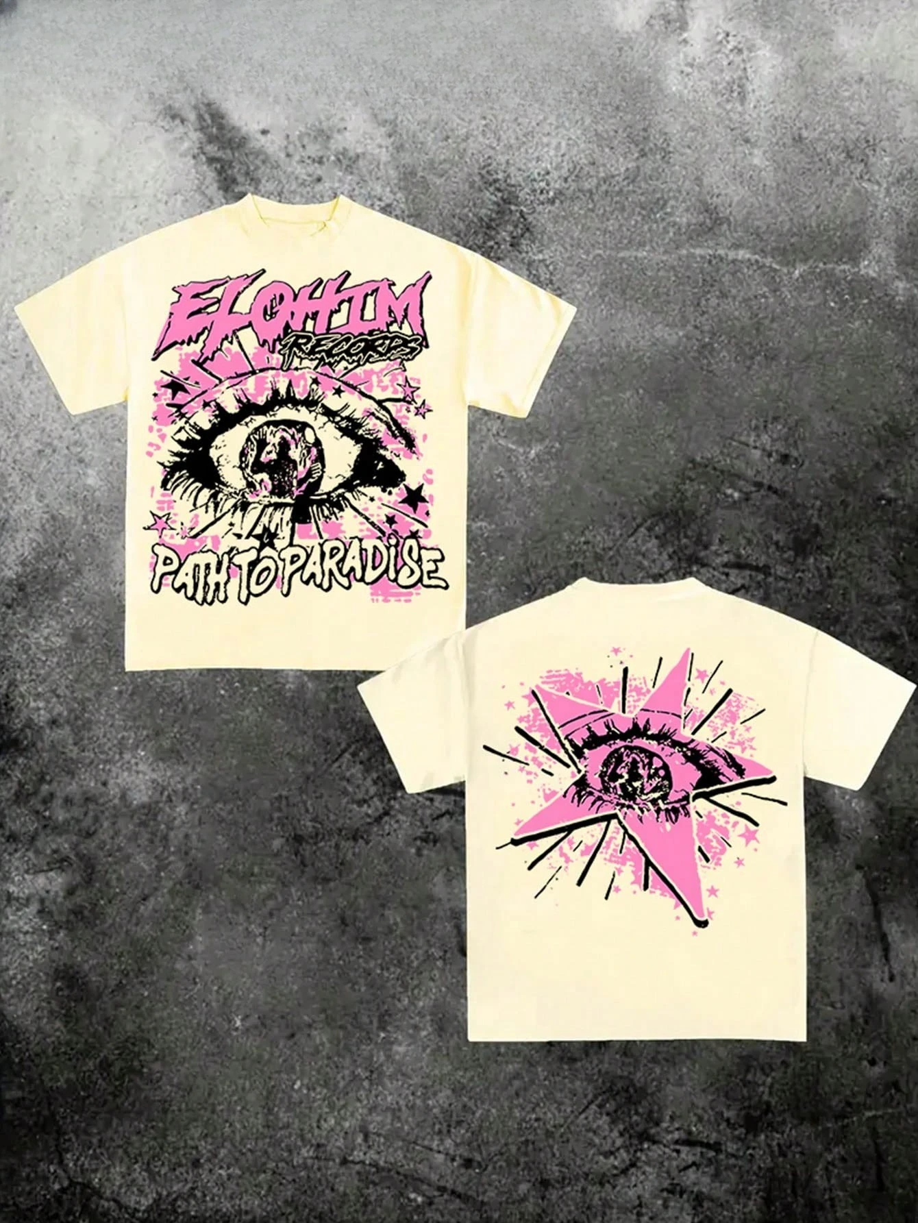 تي شيرت رجالي برقبة دائرية وأكمام قصيرة كاجوال من القطن الخالص مطبوع بنمط Y2K مرسومة يدويًا للجنسين برسومات قطنية