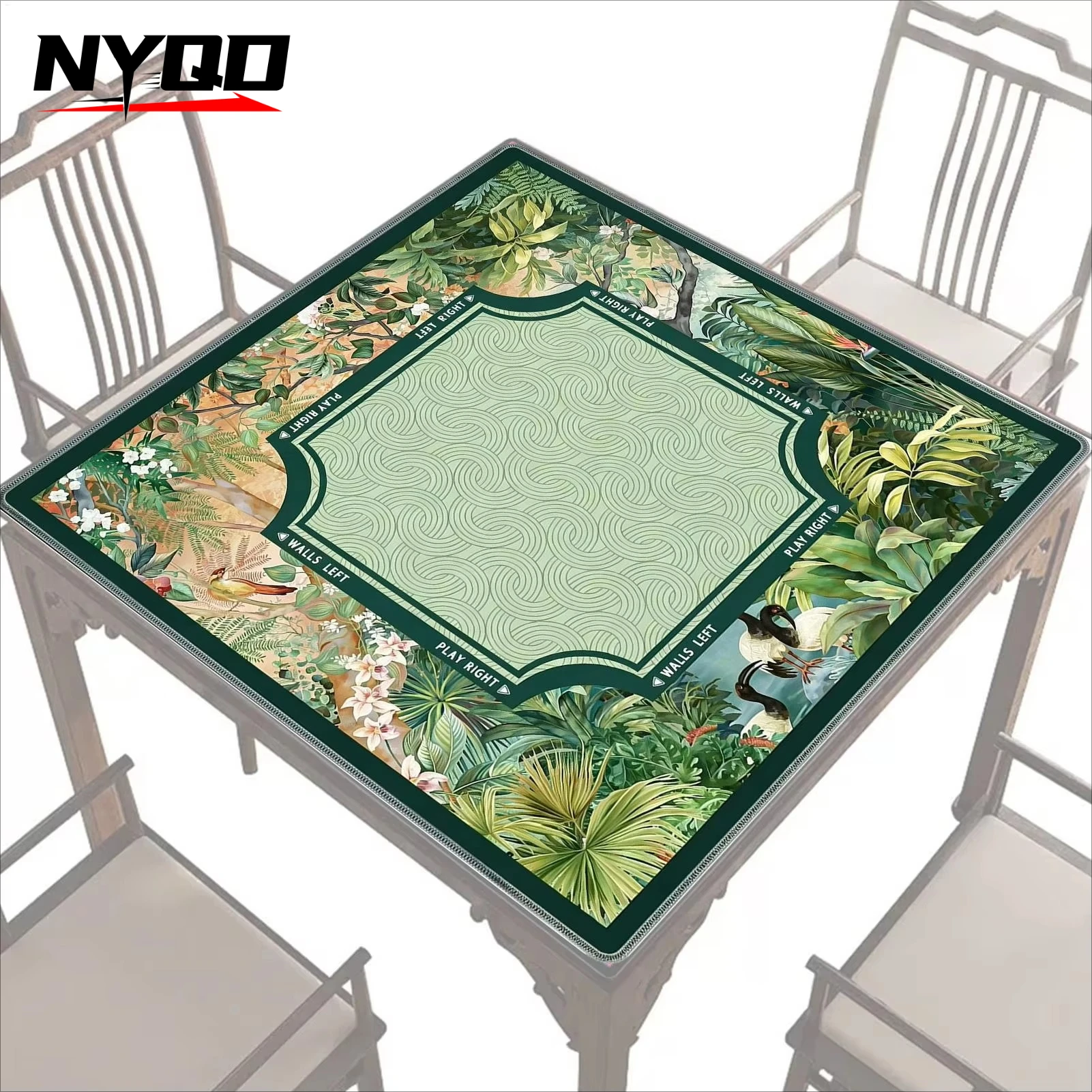 80x80cm Non-Slip Mah Jongg Mat, Noise Reduction Tropical Mahjong Table Cover for American Tile Game, Home Dorm Party