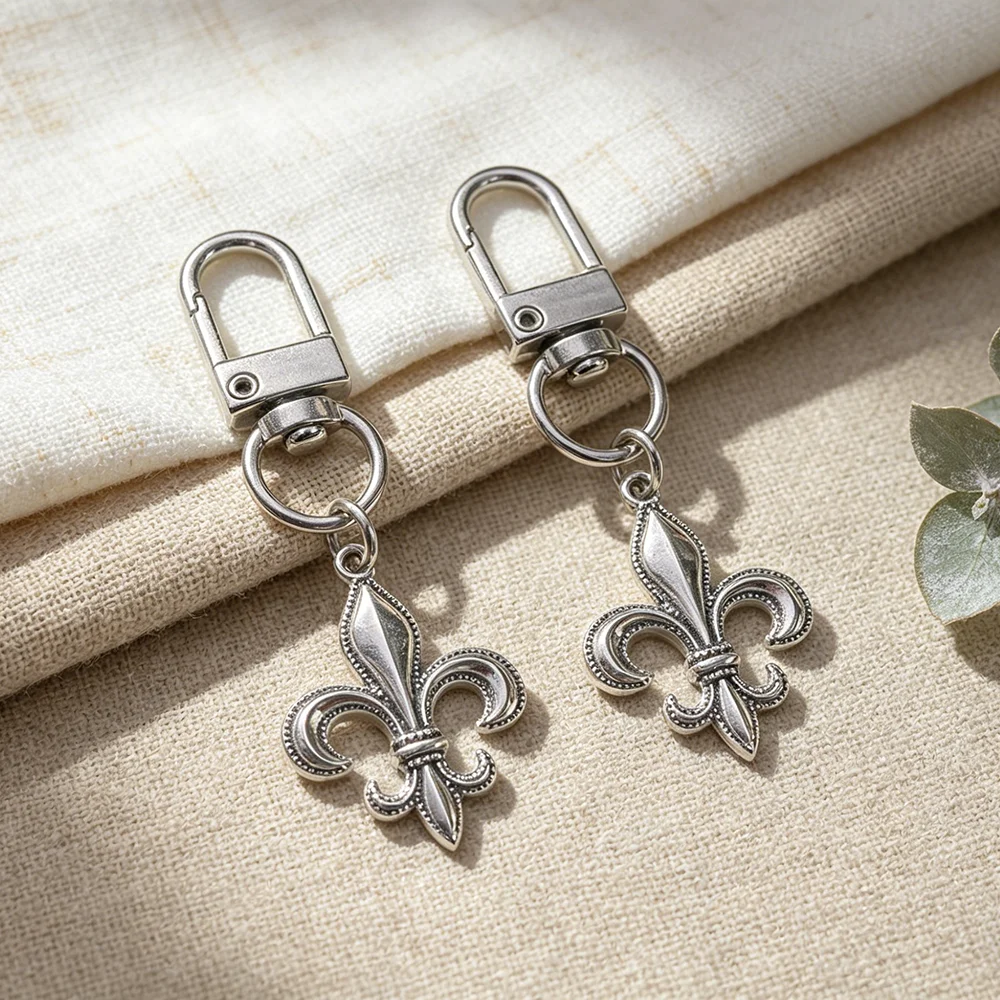 Fleur De Lis Schlüsselanhänger, Punk, Vintage, Gothic, Grunge, Schlüsselring für Damen und Herren, für den täglichen Gebrauch, als Anhänger für Taschen oder Autos, 1 Stück, 10 Stück, Halloween-Geschenk. – Detail 3