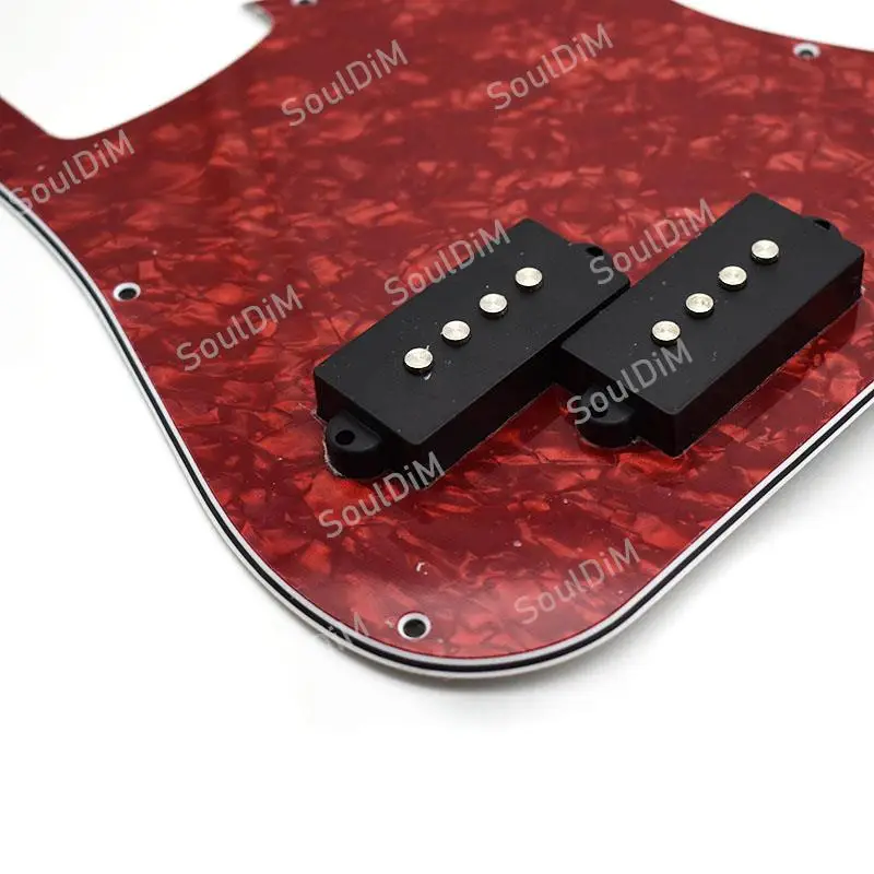 Pickguard per basso PB P caricamento precablato adatto per basso di precisione, adatto per basso P a 4 corde nero rosso perle