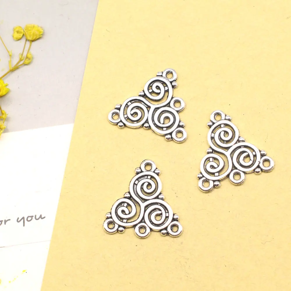 Whirlpool Earring Connector Jewellery Making Pendants Children Craft Handmade Jewerly 19x20mm 10pcs Antique Silver Color