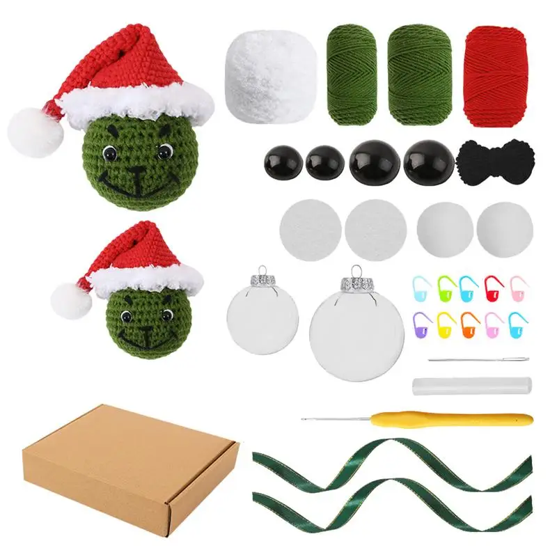 Christmas Crochet Kits Crochet Starters Kits Hooks Yarn Set Cute Kids Crochet Kit Practical Knitting Supplies Step-by-Step Video