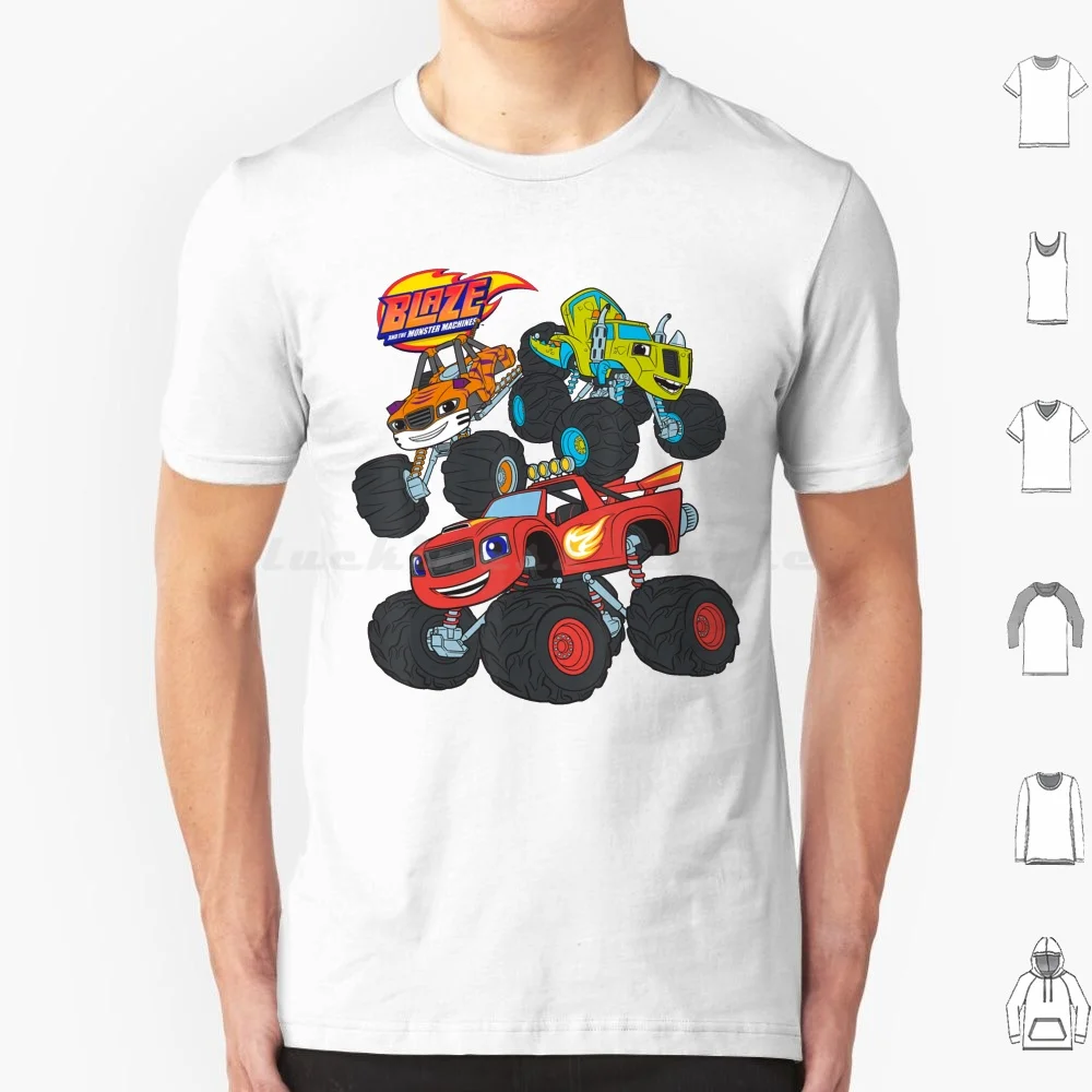 Blaze i mega maszyny (Blaze, paski, Zeg ) T Shirt 6Xl bawełna fajne Tee Zuma Skye gruz pościg szczenięta dzieci S
