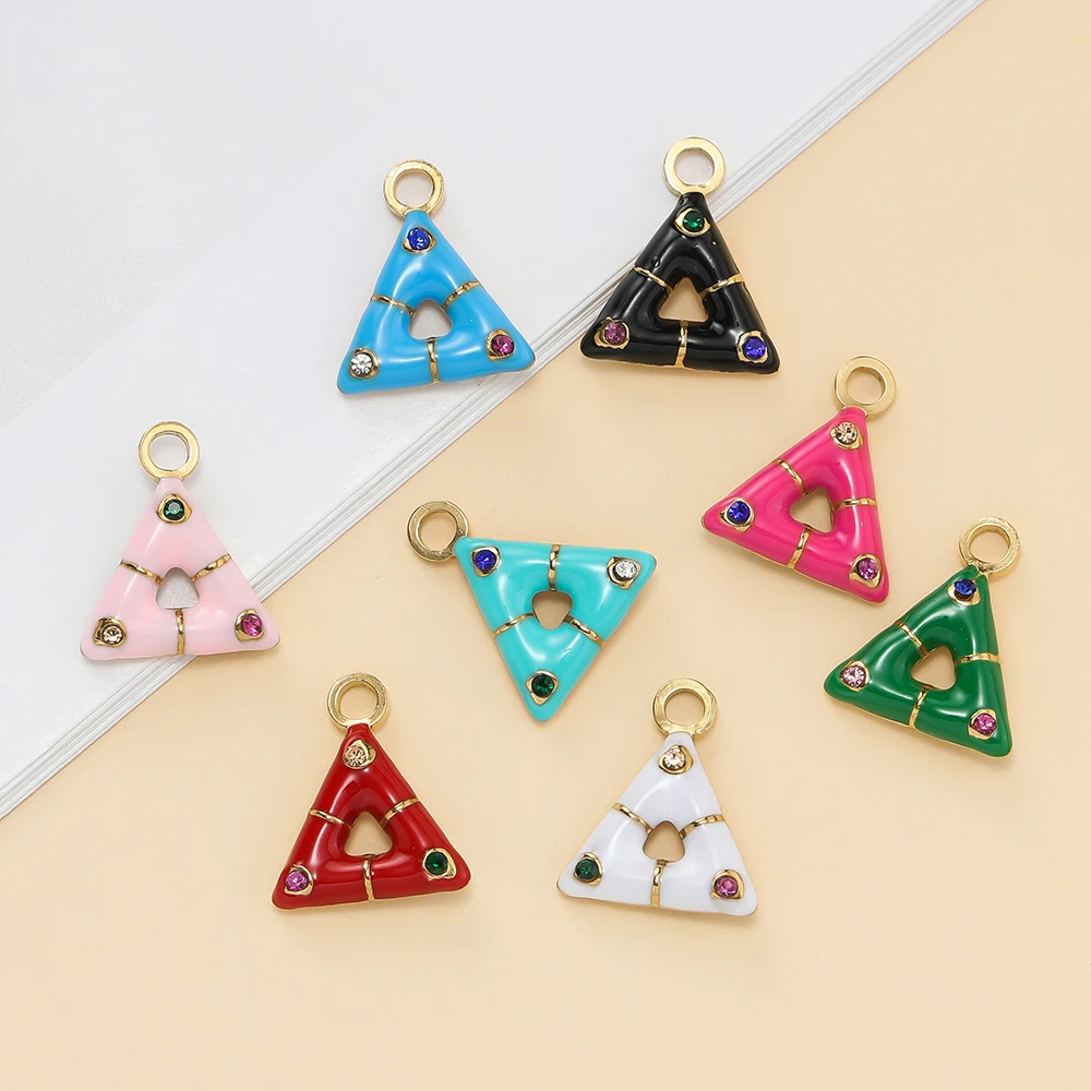 1pcs/lot Stainless Steel Multicolor Triangle Oval Love Heart Shape Pendants For DIY Bracelet Necklace Jewelry Accessories