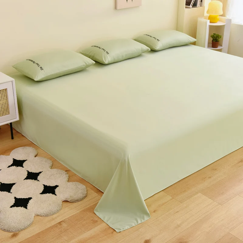 Large Size Solid Color Bed Sheets Mattress Cover Soft Quality Bedding Flat Sheet Wrinkle-Free Stain-Resistant Room Decoration