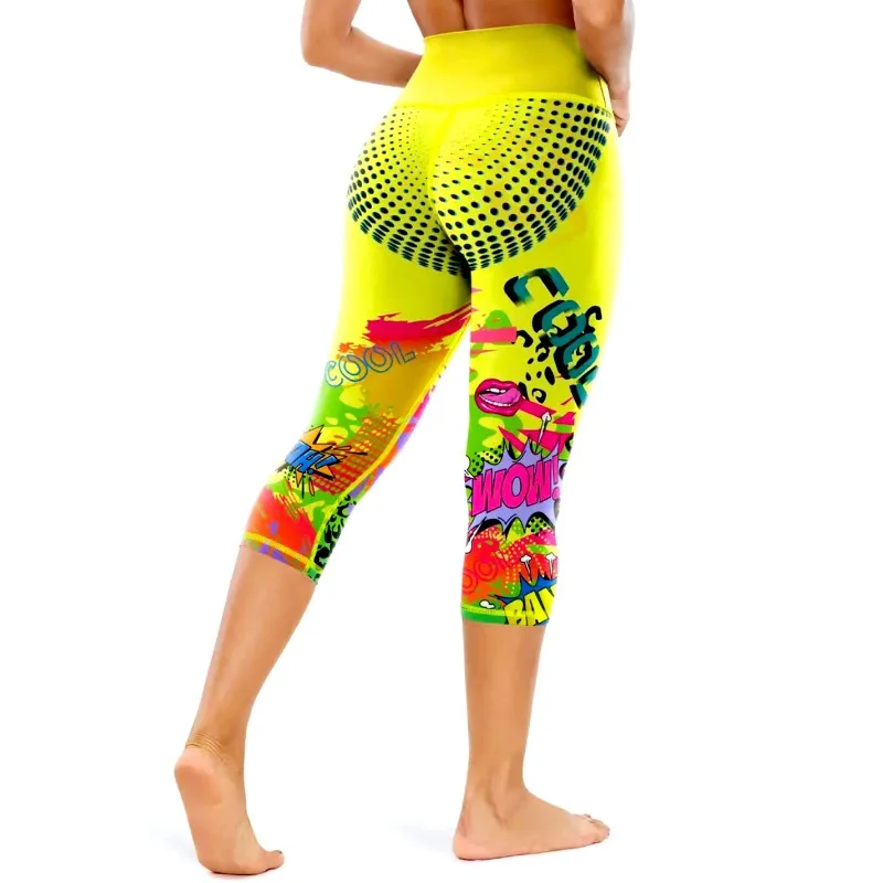 Nieuwe Modieuze Print Zomer Cropped Broek Heup Lifting Outdoor Sport Fitness Met Hoge Elasticiteit Yoga Kuit-Lengte Broek