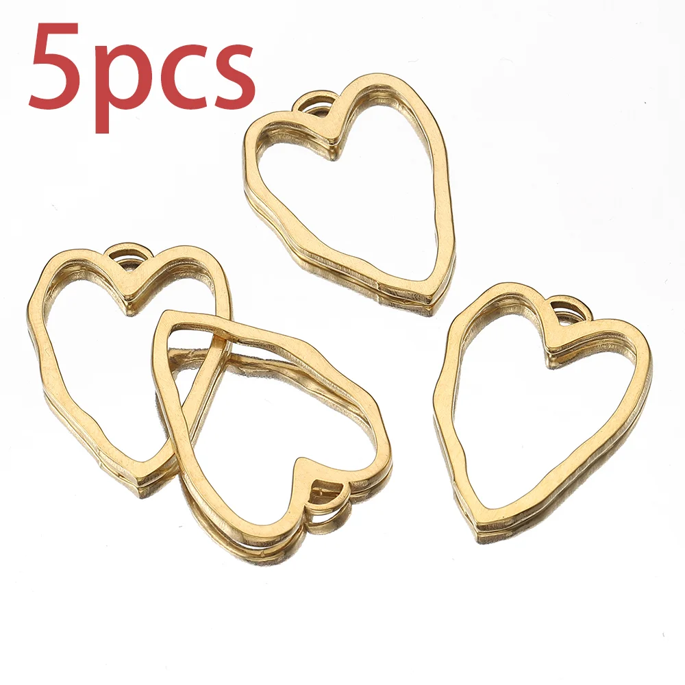 5 pezzi in acciaio inossidabile con castone irregolare, connettori pendenti con ciondoli color oro vuoto per orecchini fai da te, collane, creazione di gioielli