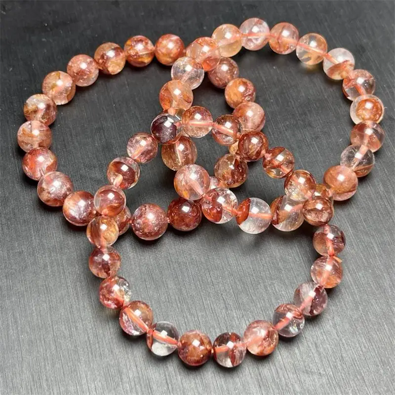 8/10MM Natural Red Fire Quartz Hematoid Bracelet Design Stretch Handmade Beads Healing Women Jewelry Gift 1pcs