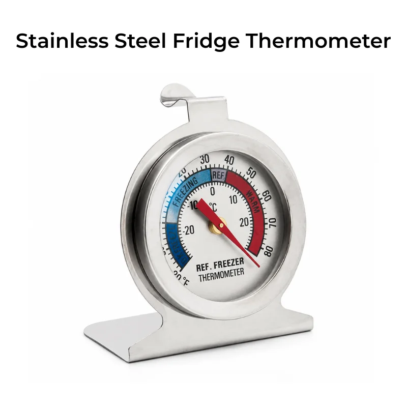 Stainless Steel Fridge Thermometer -30--30℃ Meter Range Instant Read Temperature Monitor for Cold Storage 52mm Large Dial