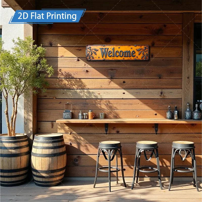 1 قطعة علامة معدنية ، 4x16 بوصة علامة ترحيب ريفية خمر جدار معدني الفن مزرعة ديكور ديكور المنزل #4
