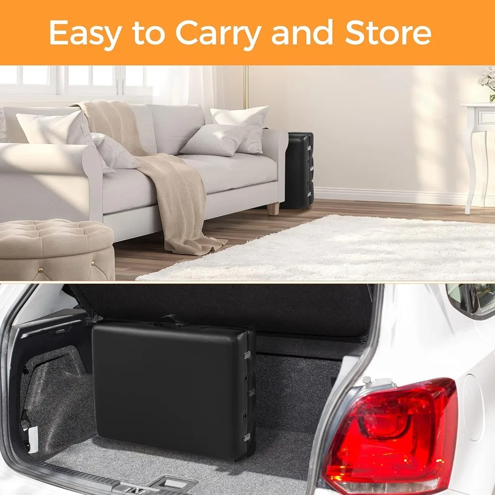 طاولات التدليك المحمولة سرير الرموش قابلة للطي طاولة تدليك واسعة مع مسند وحقيبة حمل تجميل الوجه باللون الأسود #6