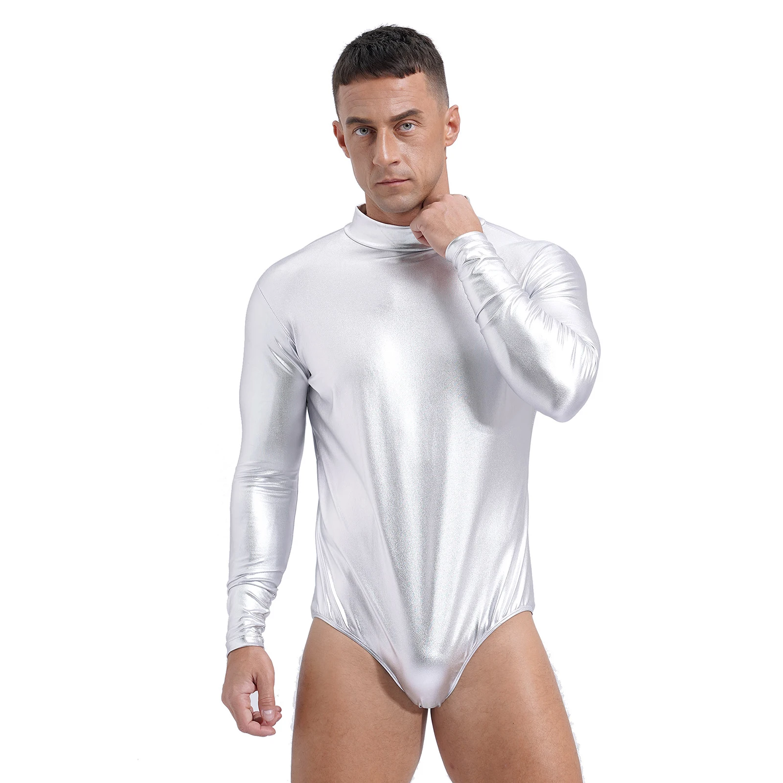 

Men Erotic Lingerie Leotard Catsuit Bodycon Jumpsuit Slim Fit Long Sleeve Zipper Boxer Bodysuit Clubwear Pole Dance Rave Costume