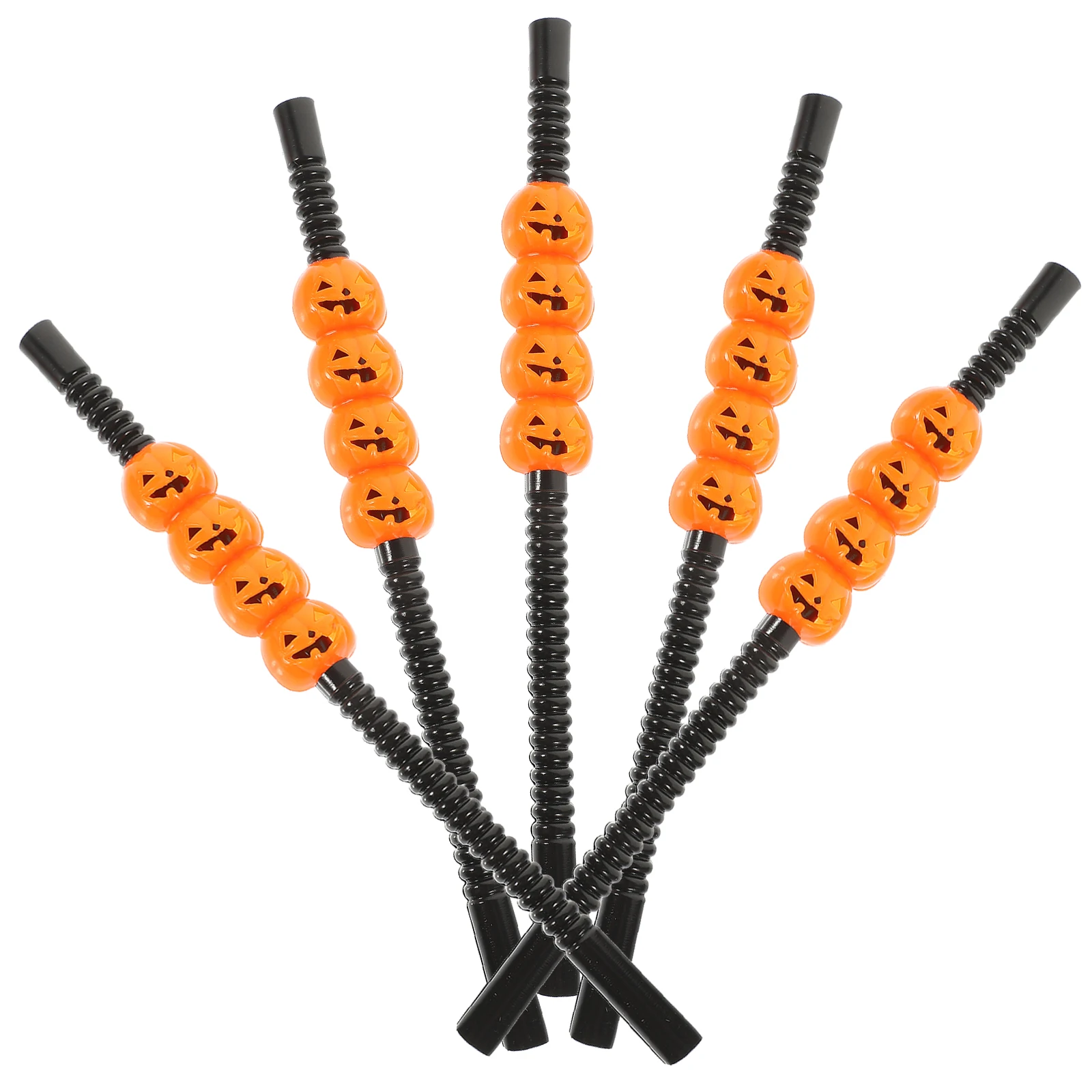 

5pcs 22CM Pumpkin Straws Halloween Party Supplies Reusable Plastic Drinking Straws for Bars Restaurants Beverages