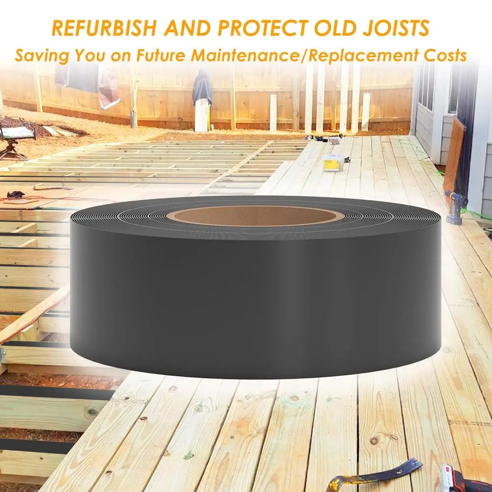 1-5/8" x 50' Butyl Joist Tape 6 Pack Decking Waterproof Anti-Corrosion Easy Installation Light 6pk Use Roof Balcony Stairs Wood