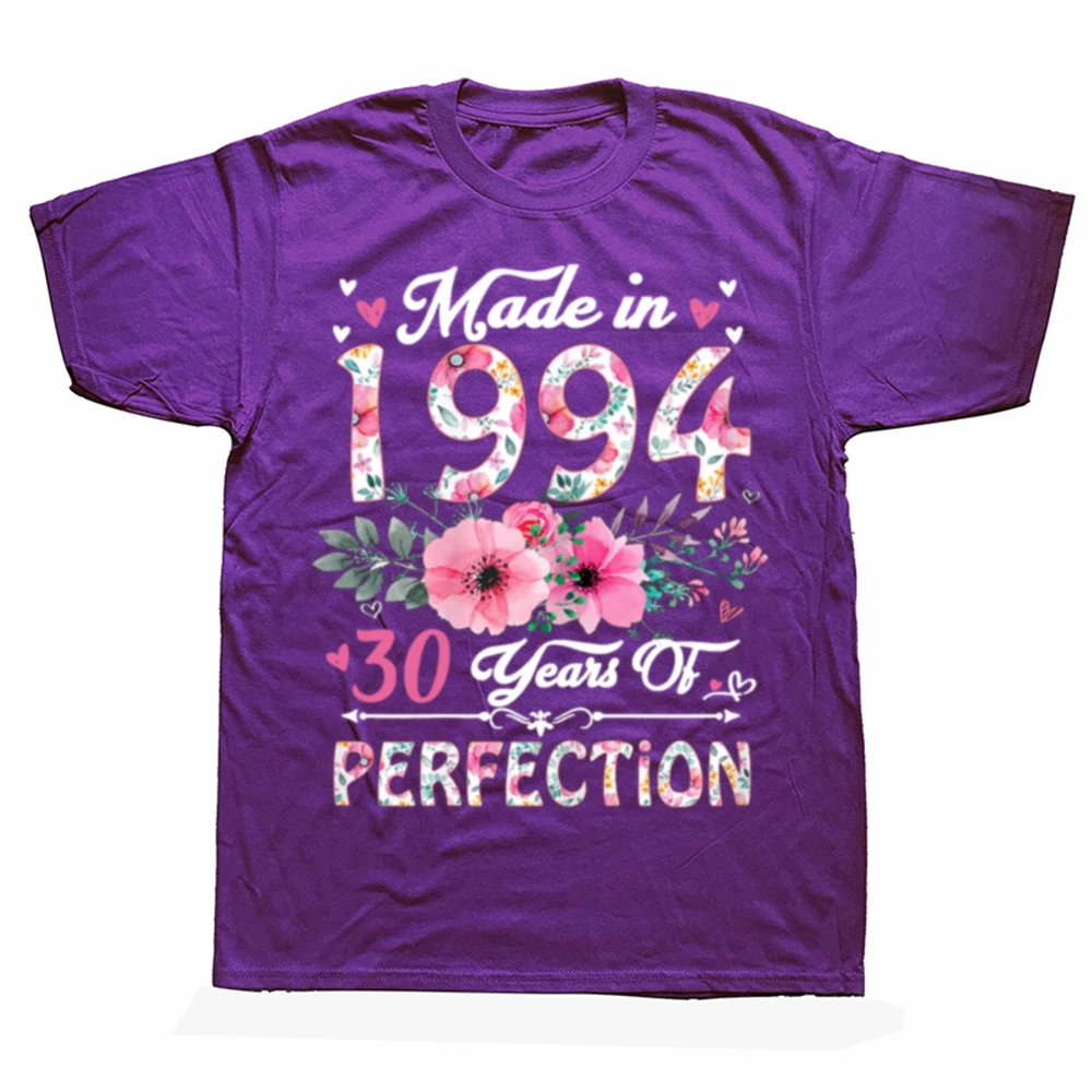 Funny Made In 1994 Floral 30 Years Old 30th Graphic T-shirts Men Women's Fashion Casual Tshirt Cotton Loose Oversized T Shirt