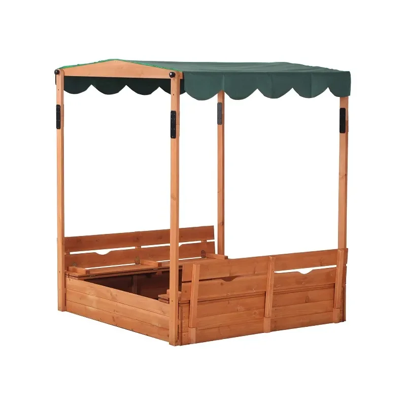 Wooden children's home educational sand pool production, foldable covered shading wooden simulated beach