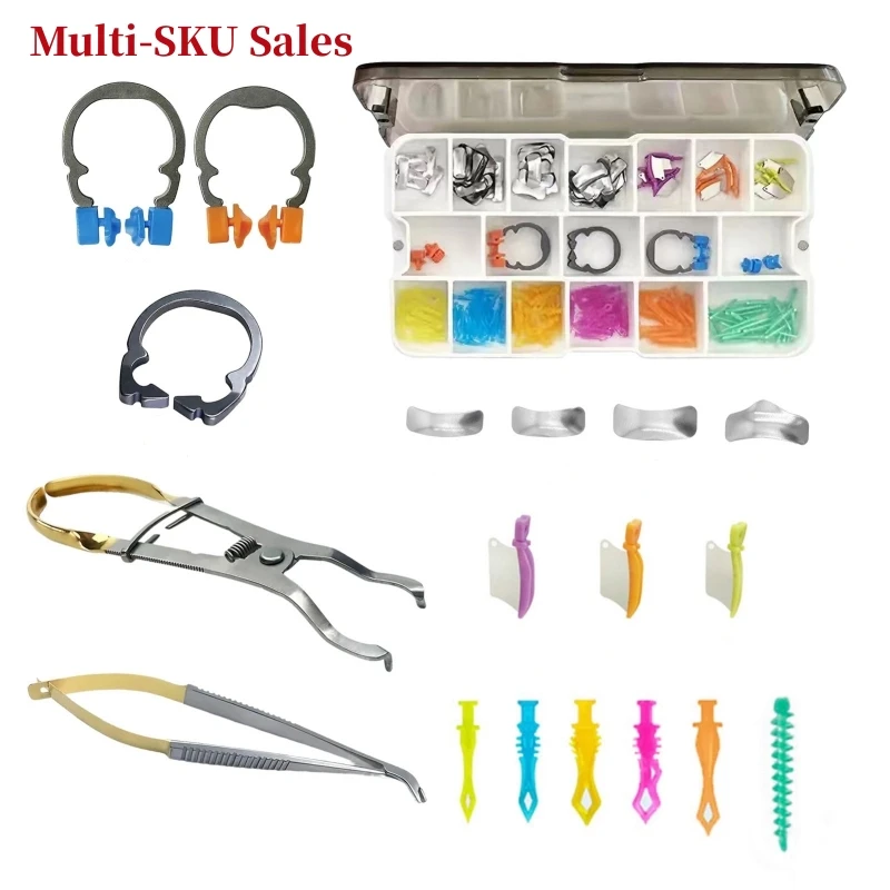 Dental Matrix System Sectional Contoured Metal Matrix Bands Nickel Titanium Clamping Ring Wedge Knife Pliers Dentistry Materials