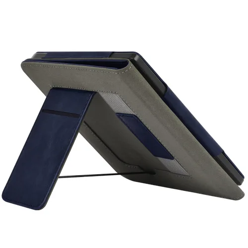 Imagen 2 del producto Para KOBO Libra Color/Libra 2/Libra H2O Funda con correa de mano soporte ranura para tarjeta Funda de cuero de 7 pulgadas Ebook N428 N418 N873 Funda