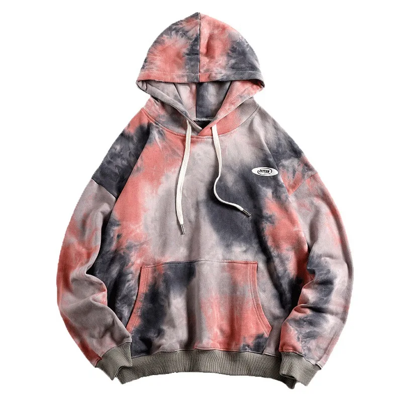 Prowow  New Tie-dye Hooded Men\'s Casual Hong Kong Style Autumn Tops Hip-hop Loose Trend Wild Couples Hooded Sweater