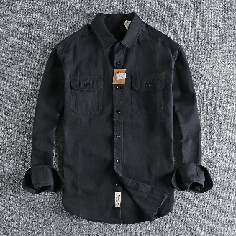 

Vintage Washed Corduroy Long-sleeved Shirt Men's Simple and Loose-fitting Winter Thick-style Shirt Coat