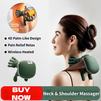 Electric Deep Tissue Neck Back Massager Heated 4D Shiatsu Kneading Simulated Human Hand Pain Relief Muscle Relax Pillow