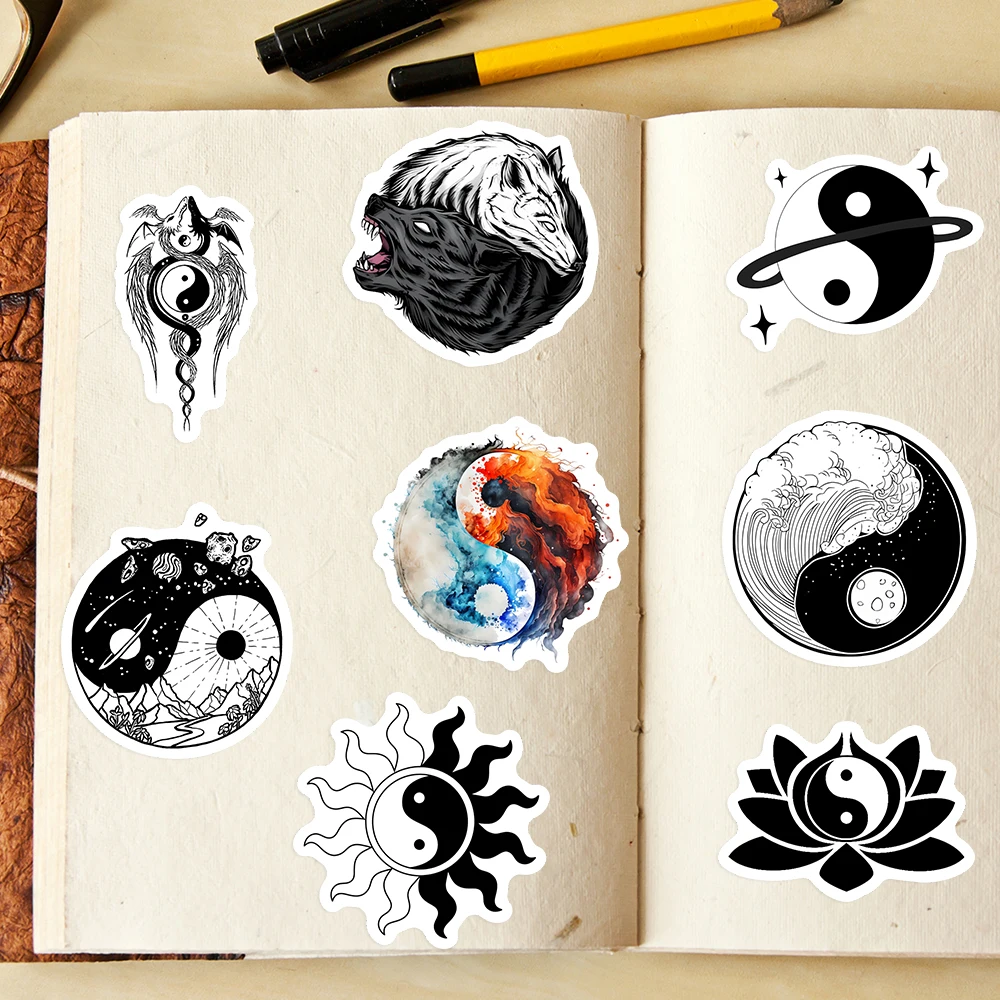 YinYang stiker keseimbangan Yoga Zen seni DIY hadiah mainan anak untuk ponsel laptop botol bagasi dekoratif grafiti tahan air Decal