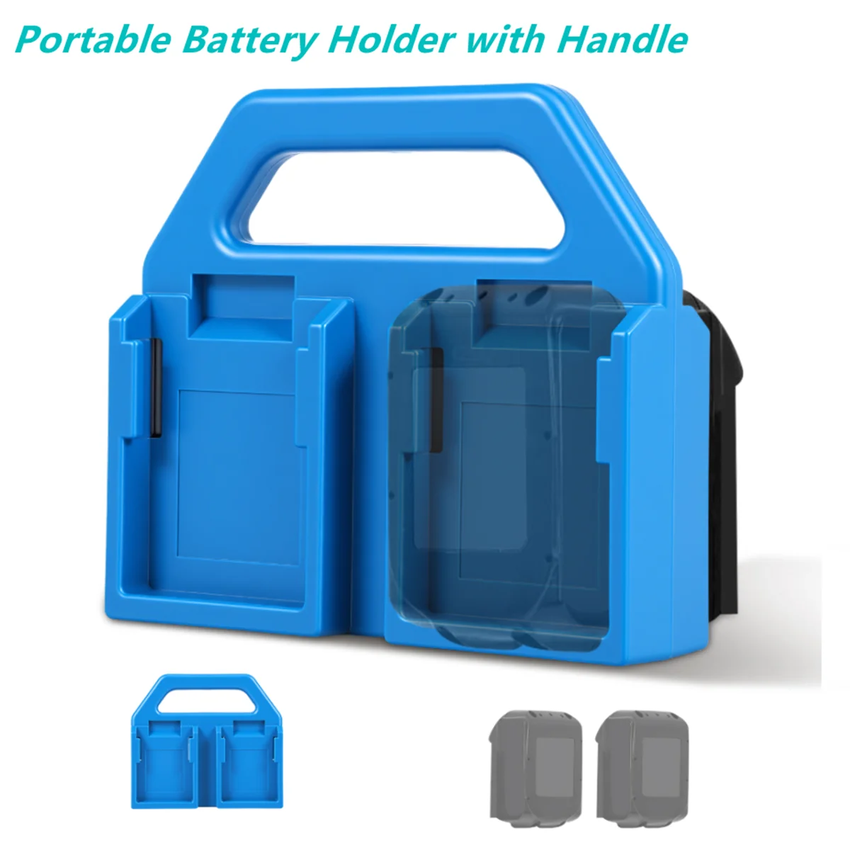 Battery Holder Storage Organizer Carrier Rack with Handle for 14.4V 18V BL1850 BL1860 BL1830 Power Tool Lithium Battery Slot