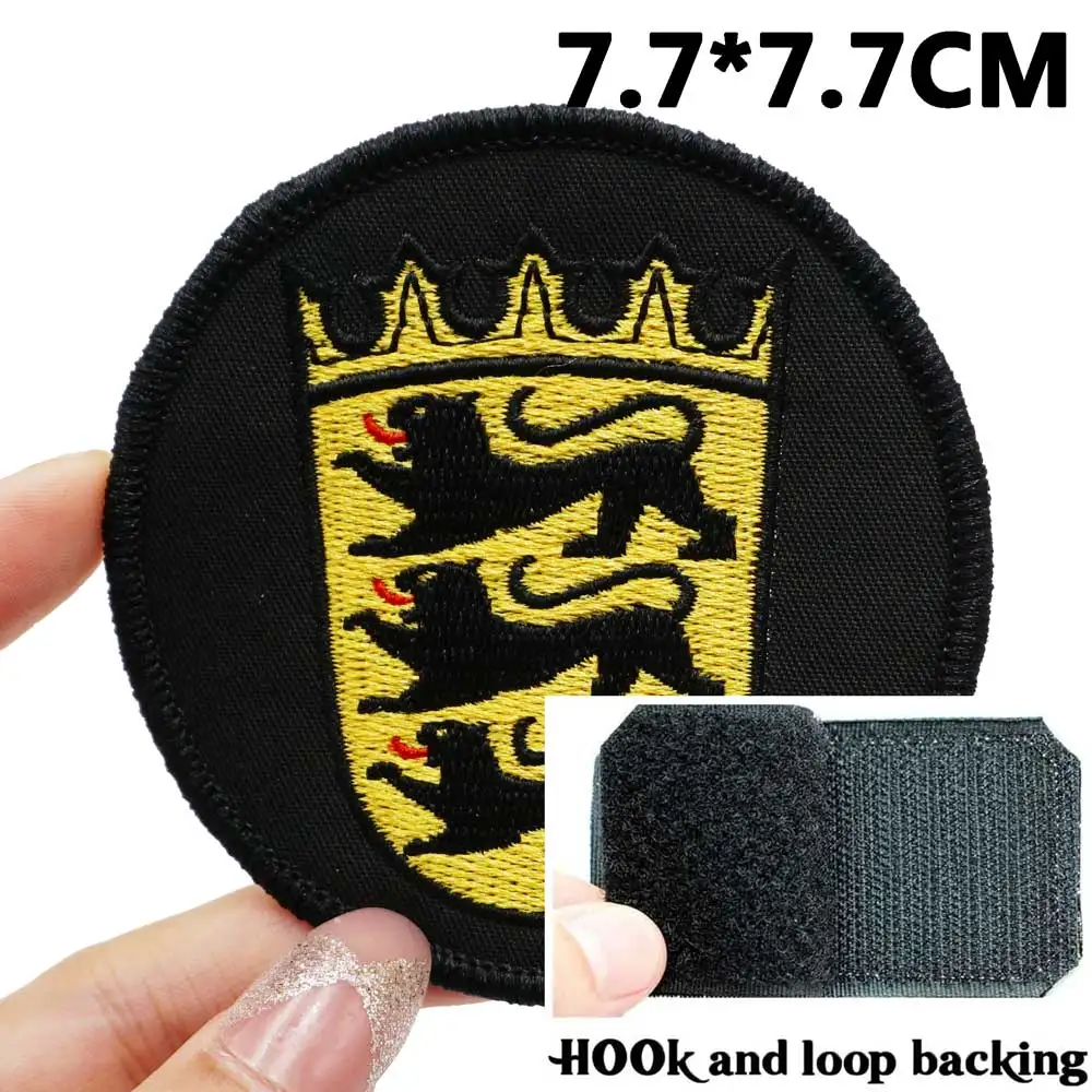 German flag of Wurttemberg state Tactical Embroidery Patches with Hook and Loop Backing for Clothing military Accessories