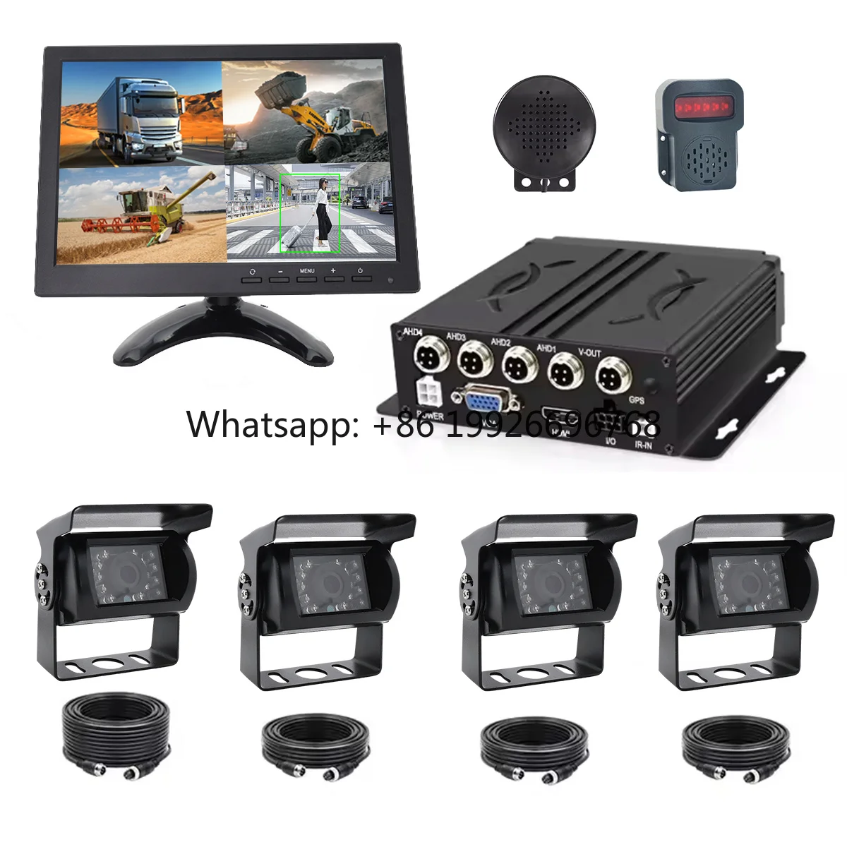 YWX 4 Channel AI BSD 1080P Camera Mobile MDVR with Alarm Speaker for Bus Truck Taxi  Fleet Management System MDVR