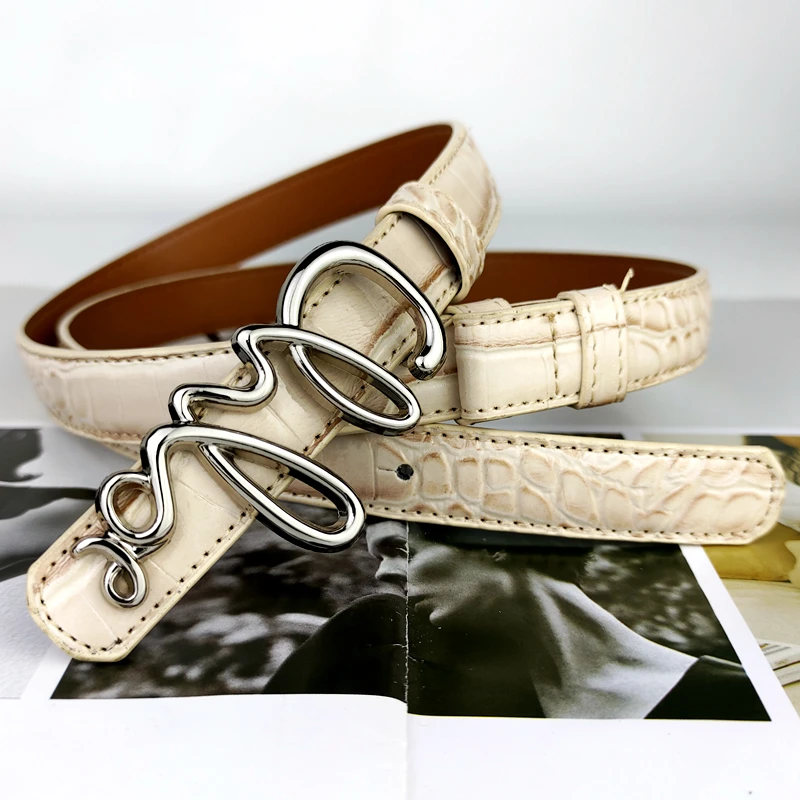 Casual and versatile, simple English letter buckle for women's decoration, thin waist belt with dress, suit, jeans, belt for wom