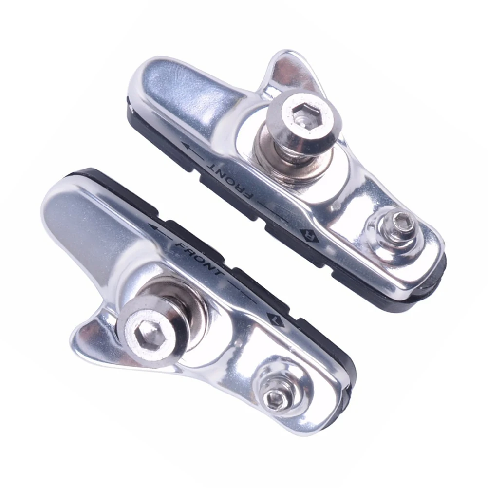 

1 Pair Bike Brake Pads Set Aluminum Alloy C-Brake Pads For Road Mountain Bikes Durable All Weather Sand Guide Grooves Brake