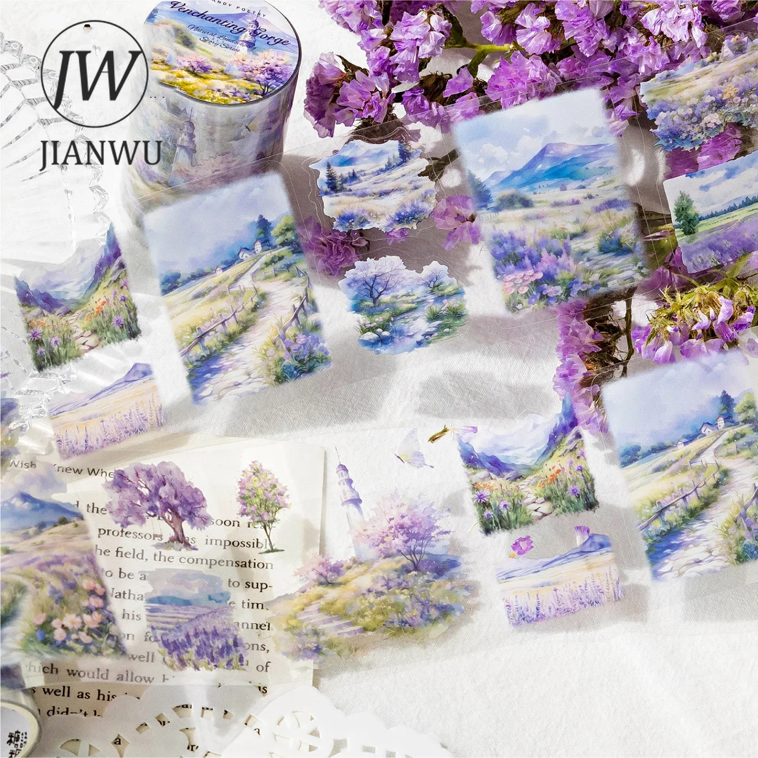 JIANWU 60mm*200cm Natural Landscaping Story Series Vintage Plant Flower Material Collage PET Tape Creative Journal Stationery