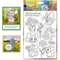 1Sheet Mouse Clear Stamps Daisy Stamp for Crafts Transparent Silicone Stamps Mouse Silicone Stamps for Card Making Decoration