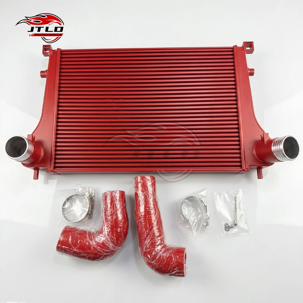 Graphene Coated Aluminum Turbo Intercooler With Red Silicone Hose Piping Kit For VAG MQB Platform EA888 1.8T 2.0T TSI Engine
