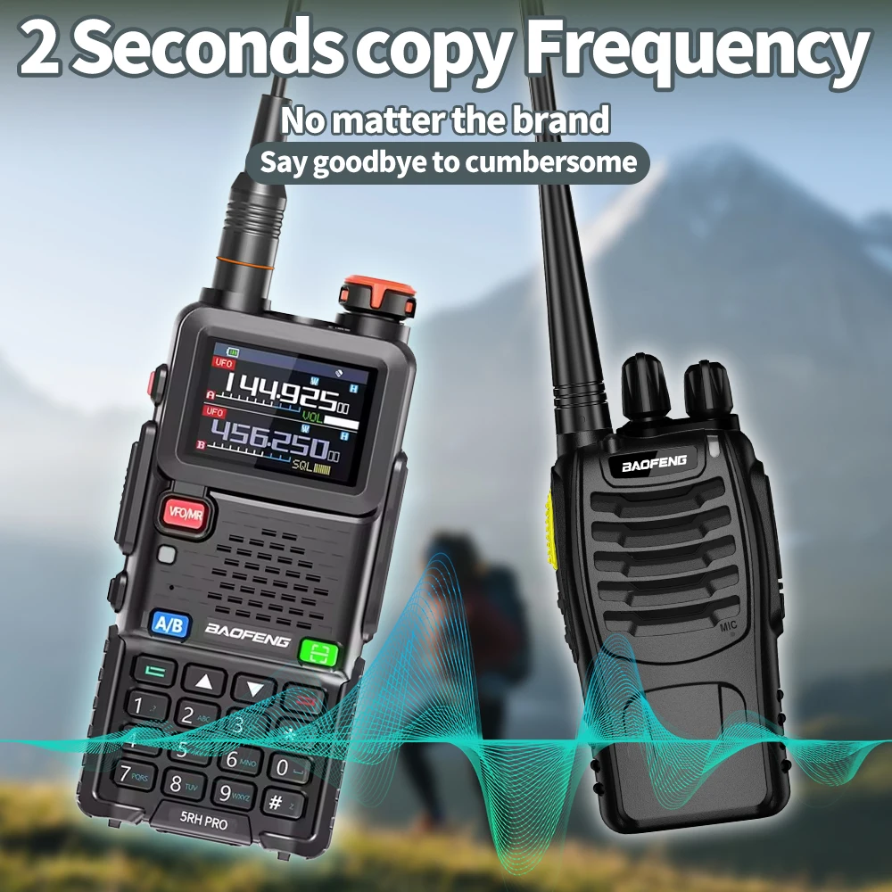 1 قطعة Baofeng UV-5RH Pro نظام تحديد المواقع اسلكية تخاطب كامل الفرقة 640CH NOAA بلمسة واحدة البحث تردد 2Way راديو BaoFeng UV-5RHPRO