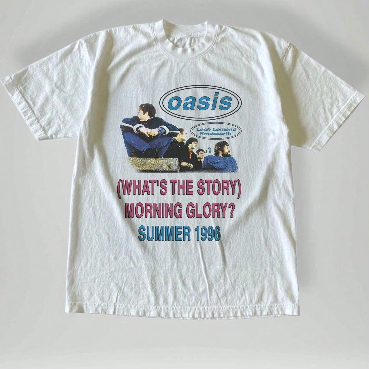 Men's Summer  Vintage Oasis Band Graphic  Print T-Shirt Unisex Cotton and Breathable Tee Men's Round Neck Oversized Short Sleeve