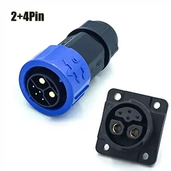 2+4 Electric Motorcycle Battery Charging Connector Waterproof 6pin E-bike Male Female Connector Rechargeable Power Aviation Plug