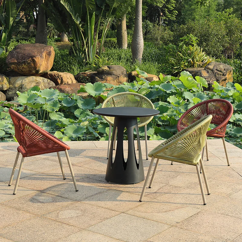 Villa balcony small table and chair three-piece set, home coffee table and chair combo