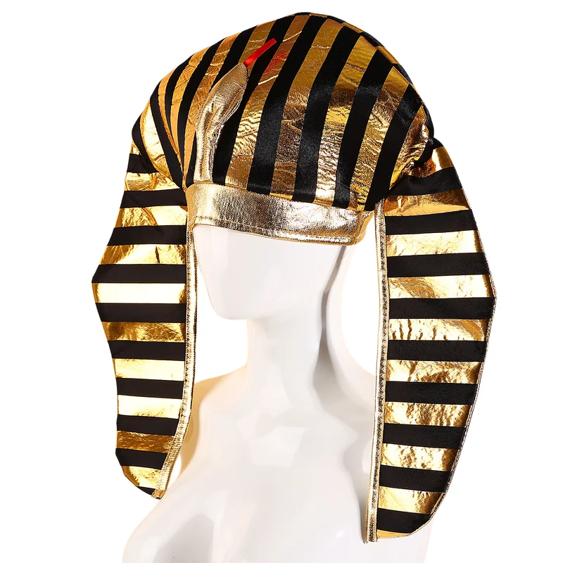 레트로 이집트 파라오 블랙 골든 스네이크 헤드 모자 창의적인 파티 헤드피스 할로윈 부활절 코스프레 공연 소품에 적합