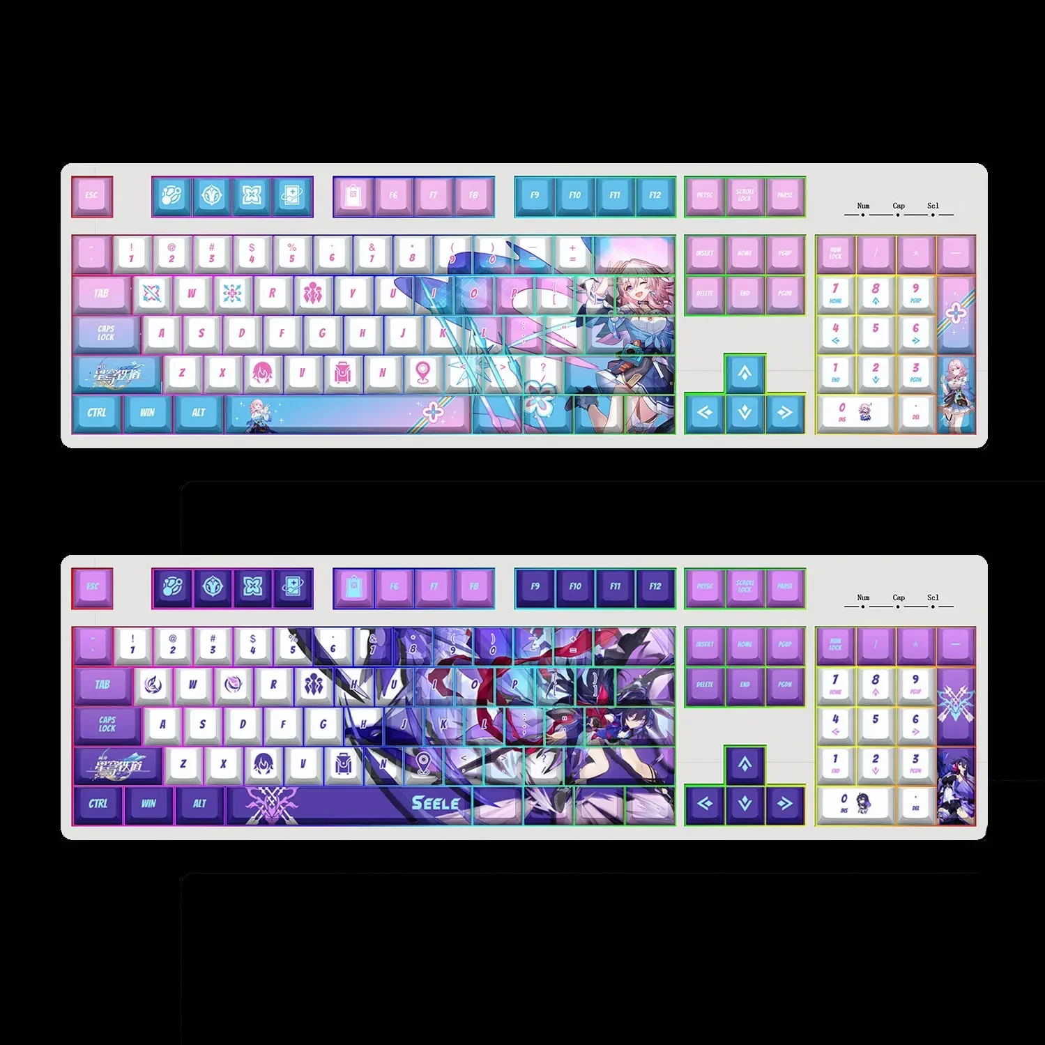 Tapa de Teclado mecánico de Anime Honkai, tapa de teclado de la serie Star Rail, perfil de cereza, Material PBT, 132 teclas