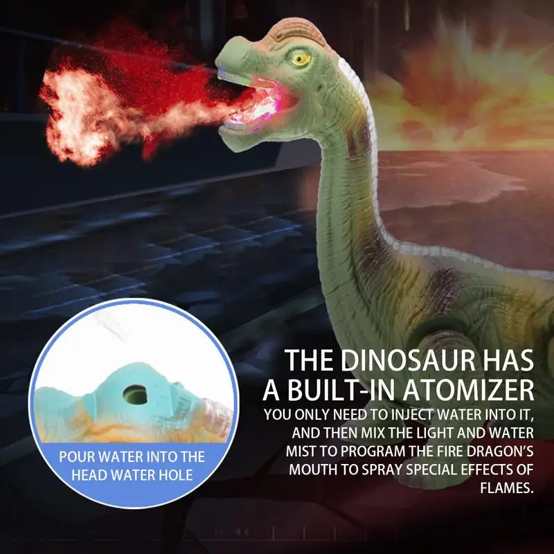 Juguete de dinosaurio eléctrico para niños, juguete de dinosaurio con luz móvil y sonido, simulador de llama para caminar