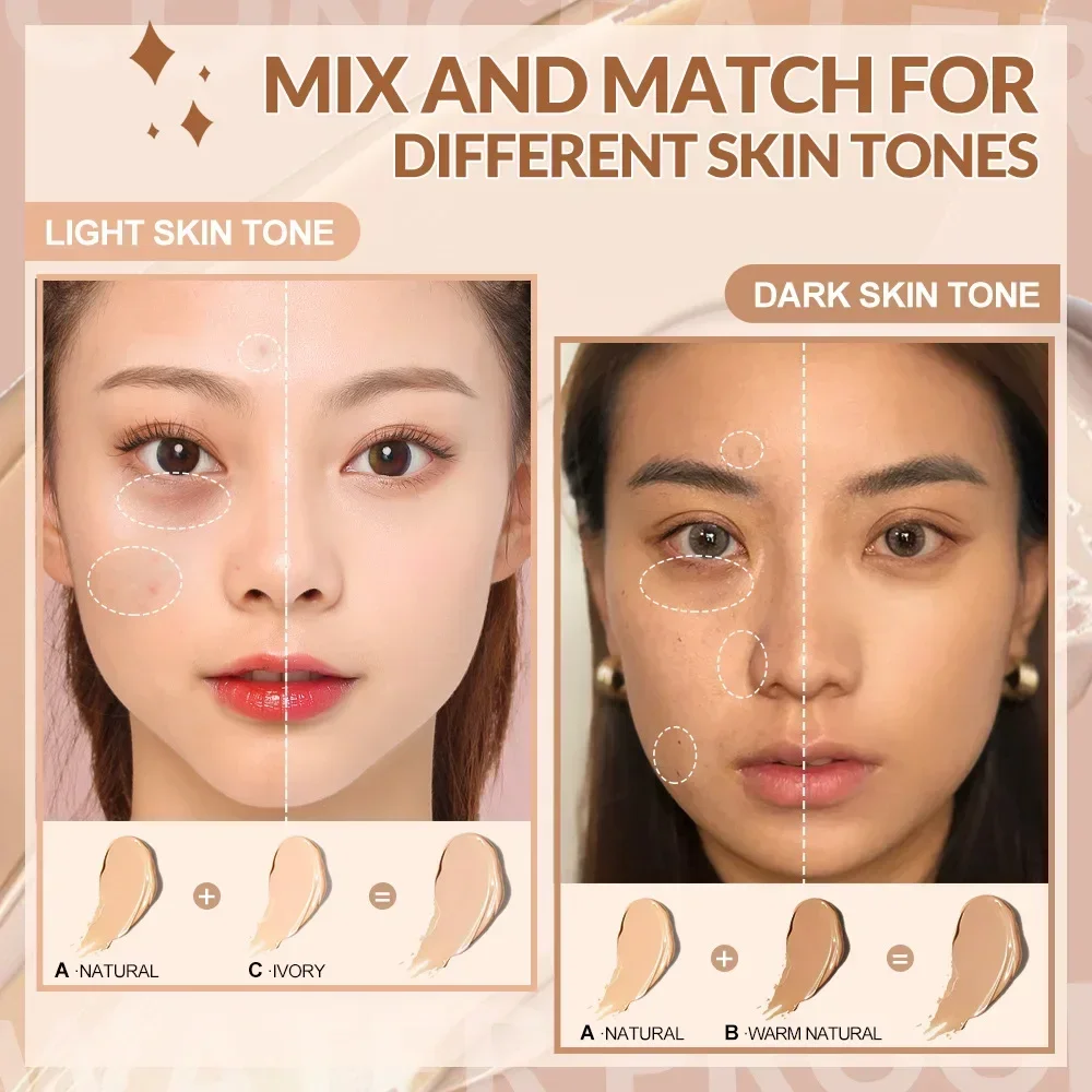 3-Color Concealer Moisturize Long Lasting Cover Dark Circles Acne Pores Cream Shading Highlighter Face Korean Makeup