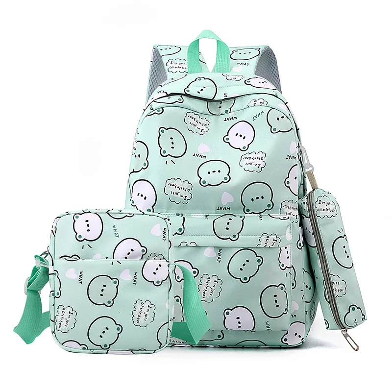 2024 NEW Korean fresh teddy bear printed women's backpackHigh quality cartoon school bags for teenage girls Student Mochila sac