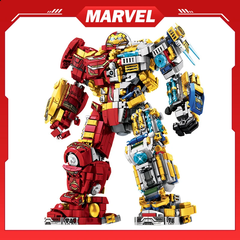 

Marvel Superheroes Translucent Iron Man Mecha Steel Action Figures Avengers Movie Building Blocks Hulkbuster Model Bricks Toys