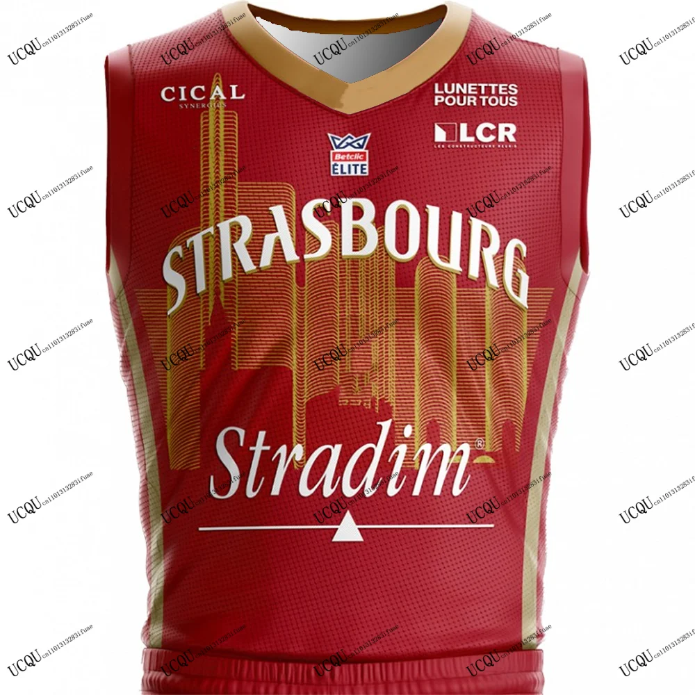 2025-26 الوافدين الجدد كرة السلة الفانيلة سيغ ستراسبورغ أبيض أسود LNB المنزل بعيدا الرياضة عادية ثلاثية الأبعاد تي شيرت مطبوع فرنسا الكبار طفل