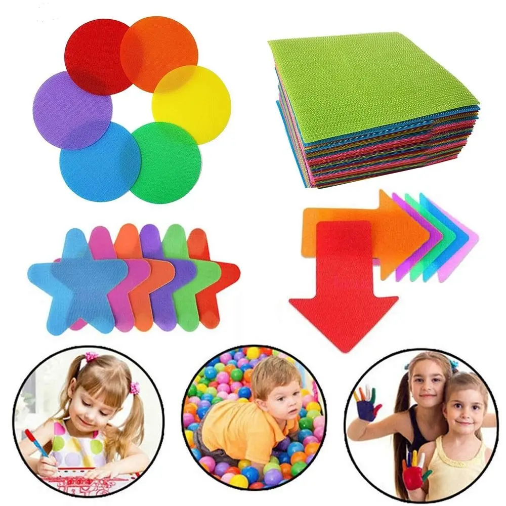 30Pcs Floor Game Sport Teaching Tools Circles Distancing Social Carpet Markers Carpet Spot Markers Sit Colorful Sitting Sticker